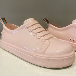 Mini Melissa slip ons faux laces pink size 12